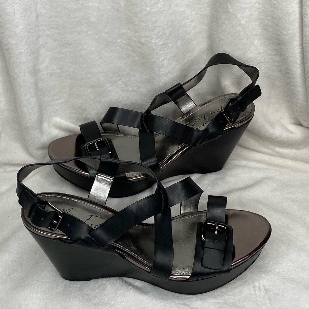 Marc Fisher Black Strappy Wedges